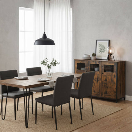 Buffet de cuisine avec étagères réglables et portes vitrées
