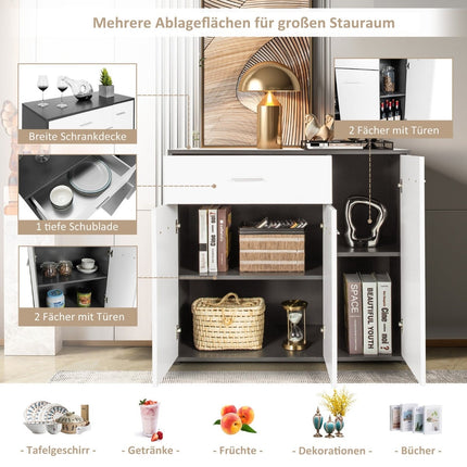 Küchenbuffet mit Schublade, verstellbarem Einlegeboden, 88x40x80 cm