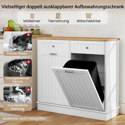 Mülleimerunterschrank mit Schneidebrett und Schubladen