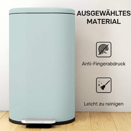 Küchenmülleimer 30 l, grüner Metall-Treteimer mit Soft-Close-Deckel