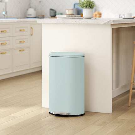 Küchenmülleimer 30 l, grüner Metall-Treteimer mit Soft-Close-Deckel