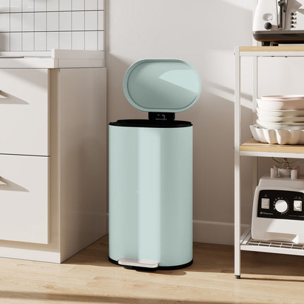 Küchenmülleimer 30 l, grüner Metall-Treteimer mit Soft-Close-Deckel