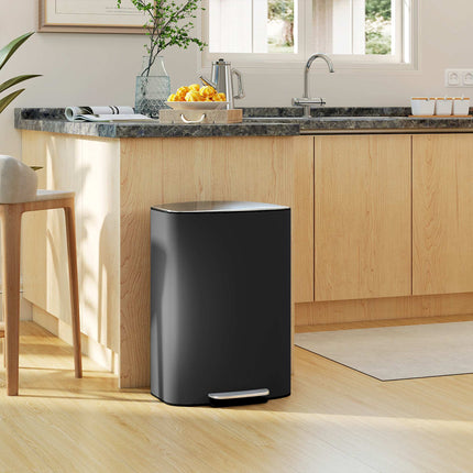 Mülleimer Küche 50L, Pedal, Soft-Close, Schwarz