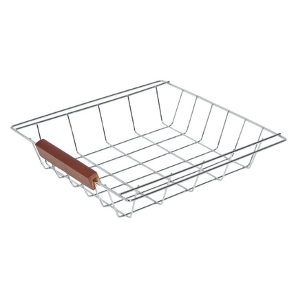 Wooden kitchen trolley with shelf, basket and wine rack