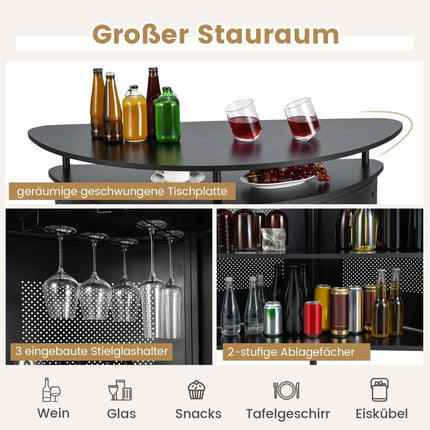 Küchenbartisch mit Stauraum &amp; Fußstütze &amp; verstellbaren Füßen Küchentheke Theke Bar Schwarz