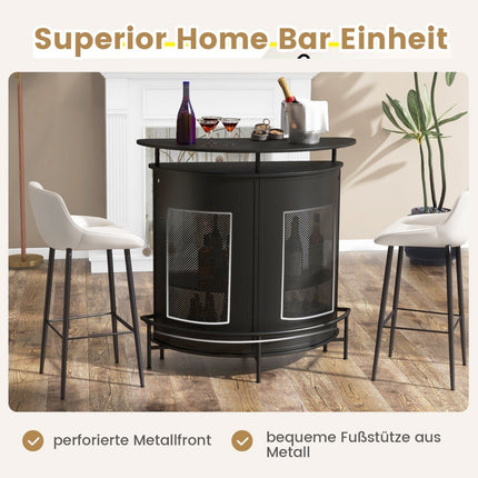 Küchenbartisch mit Stauraum &amp; Fußstütze &amp; verstellbaren Füßen Küchentheke Theke Bar Schwarz