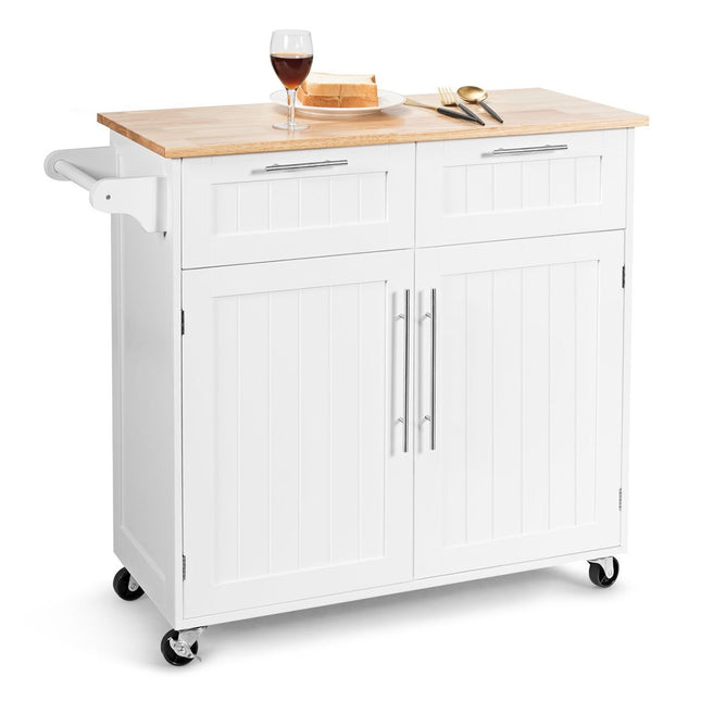 Desserte de cuisine desserte roulante avec tiroirs et placards 94 x 45,5 x 94,5 cm blanc