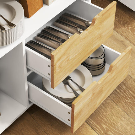 Desserte de cuisine desserte avec plan de travail, tiroirs, desserte avec meuble de cuisine avec porte à fermeture amortie, poignée, îlot de cuisine avec compartiment ouvert pour bureau, 107x50x85cm, chêne