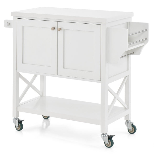 Chariot de cuisine avec placard & étagère & porte-serviettes & étagère à épices chariot de service blanc
