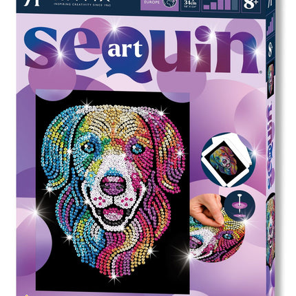 Kitfix DIY Set Paillettenbild Lila Harlekin-Hund