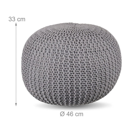Strick-Pouf – Rund, Boho-Design, Polystyrolfüllung