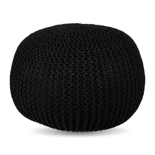 Pouf tricoté rond, style bohème, garnissage en polystyrène