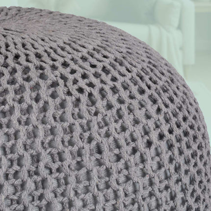 Strick-Pouf – Rund, Boho-Design, Polystyrolfüllung