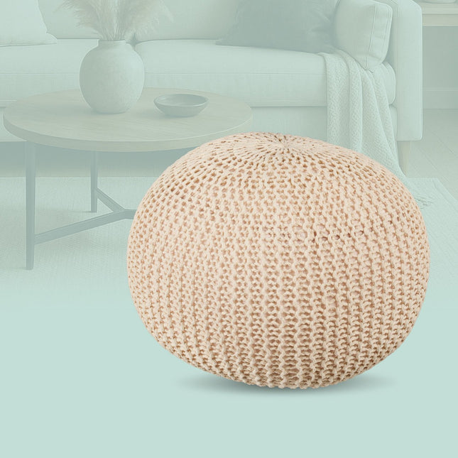 Pouf tricoté - Assise de sol ronde, style bohème