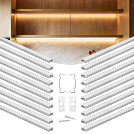LED Aluminum Channel 1m, Milky Cover, 20 Pack