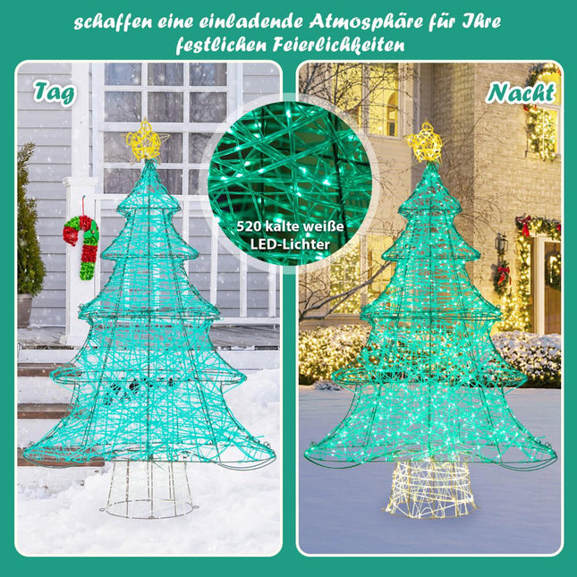 Sapin de Noël artificiel LED 123 cm, 520 lumières, étoile