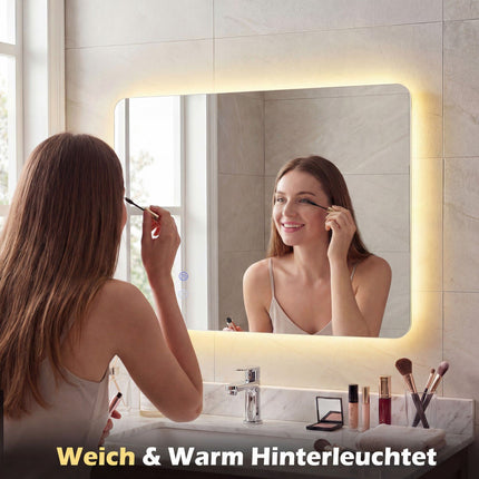 LED Badspiegel, 70x50 cm, Antibeschlag, Einstellbares Licht