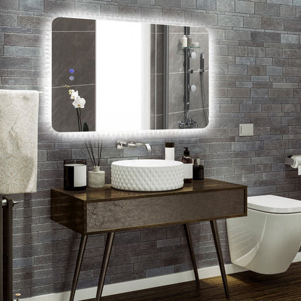 Miroir de salle de bain LED 80 x 60 cm, intensité réglable, antibuée