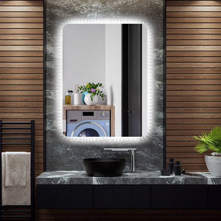 Miroir de salle de bain LED 80 x 60 cm, intensité réglable, antibuée