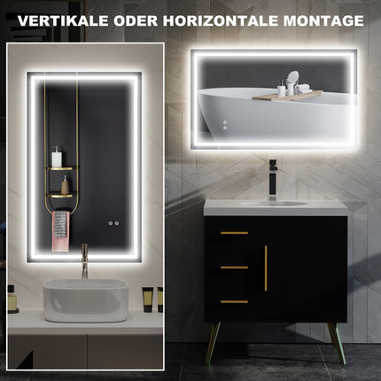 LED-Badezimmerspiegel – Einstellbare Helligkeit, Antibeschlag, 100x60 cm