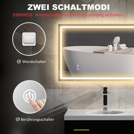 LED-Badezimmerspiegel – Einstellbare Helligkeit, Antibeschlag, 100x60 cm