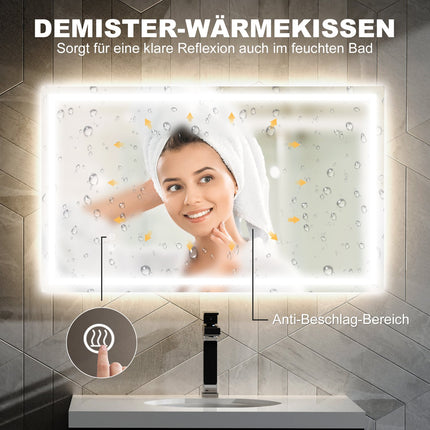 LED-Badezimmerspiegel – Einstellbare Helligkeit, Antibeschlag, 100x60 cm