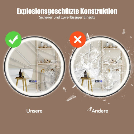 LED-Badezimmerspiegel mit Antibeschlag, 3-Farben-Licht, Speicher