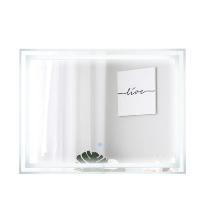 Miroir de salle de bain LED antibuée, 80 x 60 cm, double éclairage