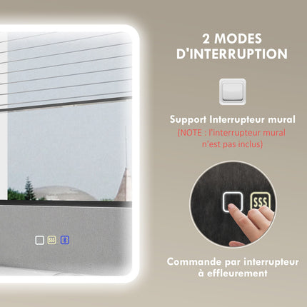 LED Badezimmerspiegel mit Bluetooth, 70x90 cm, Touch Control
