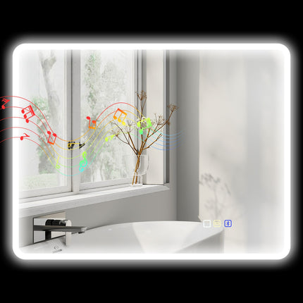 LED Badezimmerspiegel mit Bluetooth, 70x90 cm, Touch Control