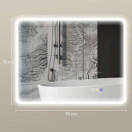 LED Badezimmerspiegel mit Bluetooth, 70x90 cm, Touch Control