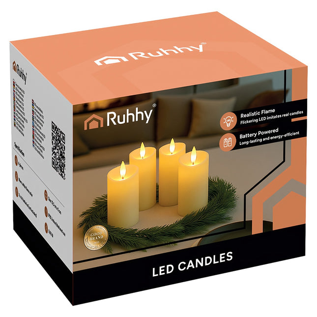 Inserts de bougie LED, flamme vacillante, lot de 4, 12,5 x 5 cm