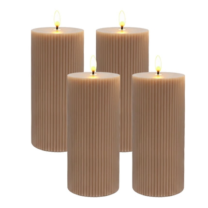 Lot de 4 bougies LED, cire véritable, 18 cm, flamme vacillante