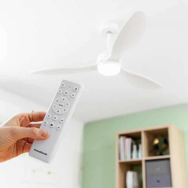 LED-Deckenventilator mit 3 ABS-Flügeln Flaled InnovaGoods Weiß 36 W 52" Ø132 cm
