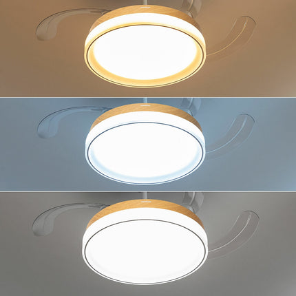 LED-Deckenventilator mit 4 einziehbaren Flügeln Blalefan InnovaGoods Holz 72 W Ø49,5-104 cm