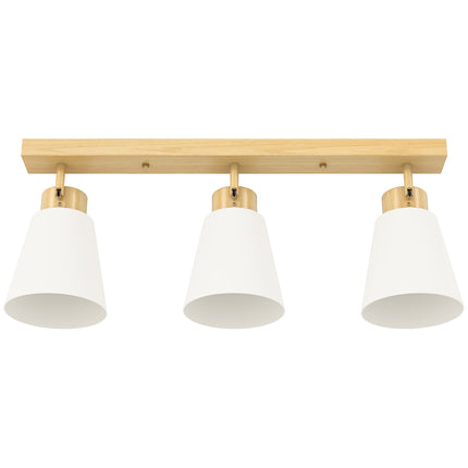 Plafonnier LED, 40 W, têtes orientables, douilles E27, finition bois