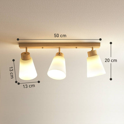 Plafonnier LED, 40 W, têtes orientables, douilles E27, finition bois
