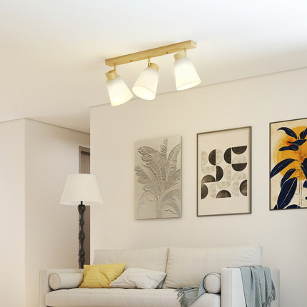 Plafonnier LED, 40 W, têtes orientables, douilles E27, finition bois