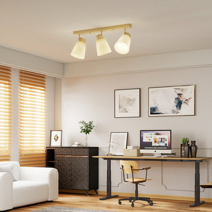 Plafonnier LED, 40 W, têtes orientables, douilles E27, finition bois