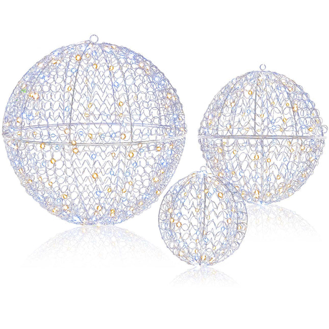 LED-Weihnachtskugel-Set, 3 Größen, 435 LEDs, zum Aufhängen im Außenbereich