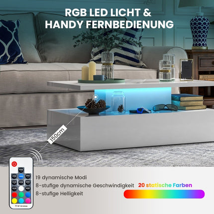 LED-Couchtisch mit einstellbaren Farben und Helligkeit