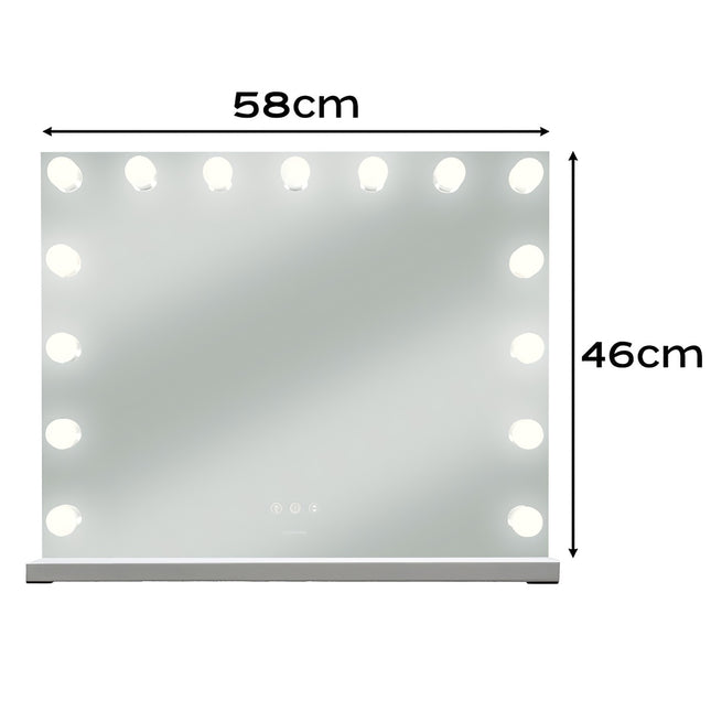 Miroir cosmétique LED 58x46cm, commande tactile, 3 modes d'éclairage