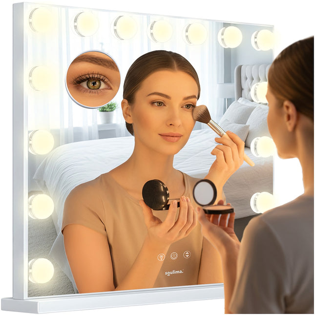 Miroir cosmétique LED 58x46cm, commande tactile, 3 modes d'éclairage