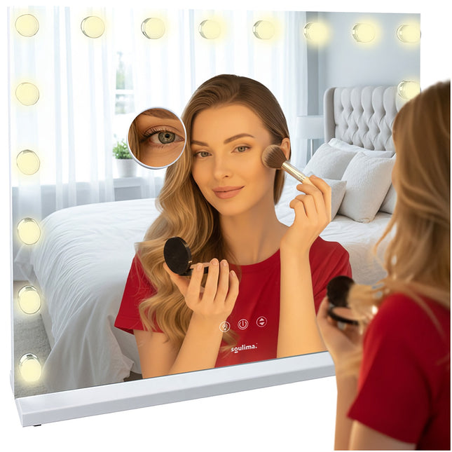 Miroir cosmétique LED 80 x 62 cm, lumière réglable, commande tactile