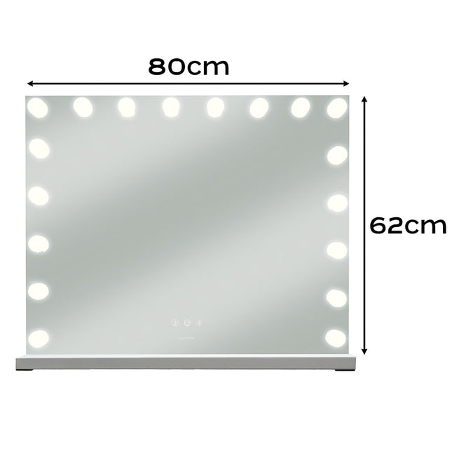 Miroir cosmétique LED 80 x 62 cm, lumière réglable, commande tactile