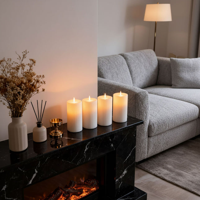 Bougies LED sans flamme, lot de 4, lumière vacillante