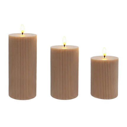 LED-Kerzen aus echtem Wachs, flammenlos, flackernde Flamme, 3er-Set