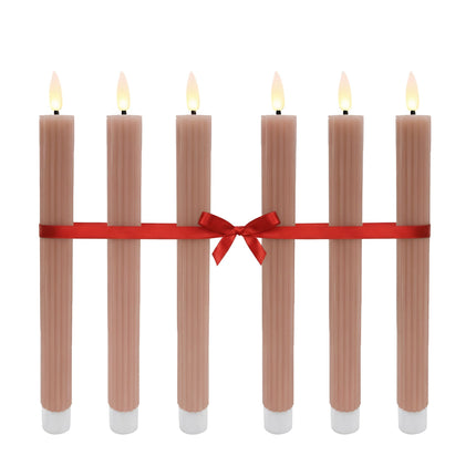 Bougies coniques sans flamme à LED, en cire véritable, lot de 6