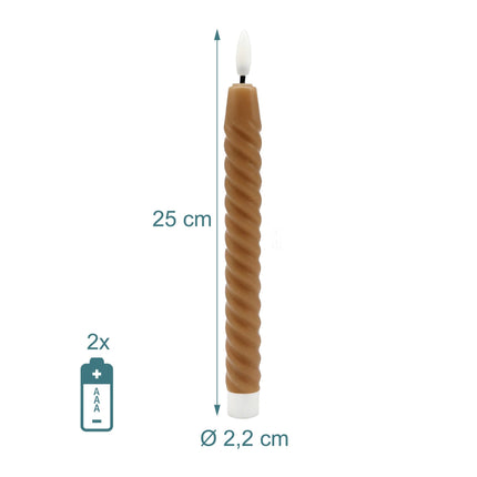 Bougies coniques sans flamme à LED, en cire véritable, lot de 6