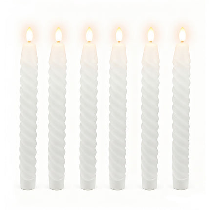 Bougies coniques sans flamme à LED, en cire véritable, lot de 6